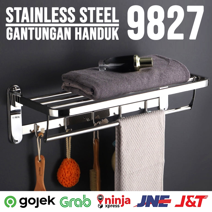 Gantungan handuk 9827 / Gantungan Handuk Stainless Steel / Rak handuk lipat / gantungan handuk