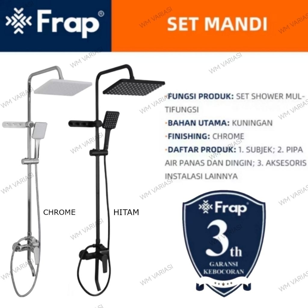 Shower Tiang Shower Column Mandi Frap Panas Dingin Chrome Hitam Kotak Shower Set