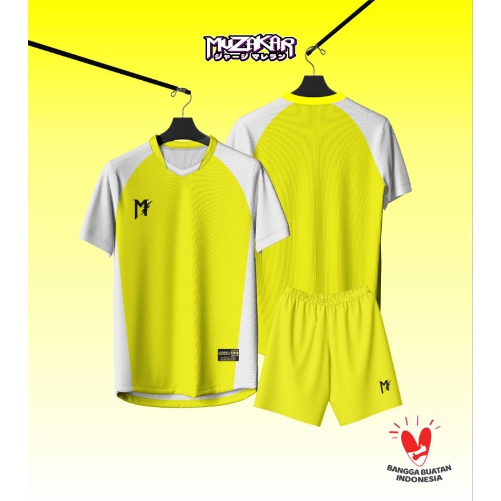 Jersey Muzakar terbaru warna kuning list putih