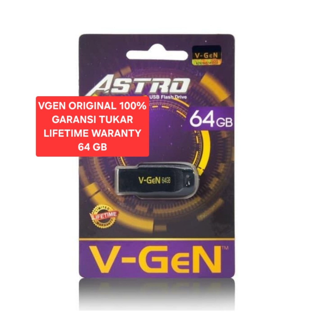 H05 FLASH DISC 64GB 64 GB ORI 100% ASTRO USB DRIVE ASLI VGEN V-GEN GARANSI TUKAR SEUMUR HIDUP FD MEM