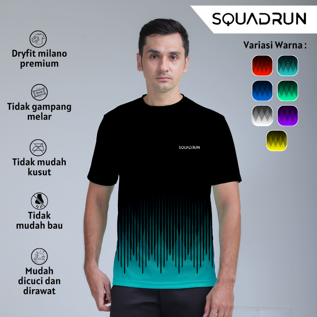 Squadrun - Kaos Running Dry Fit breathable Quickdry Lengan Pendek Gravix