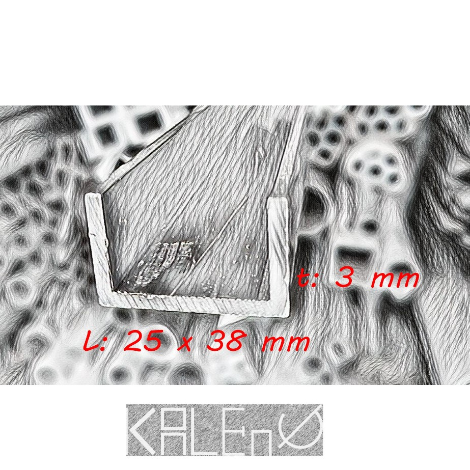 U Channel Aluminium (1" x 2") 25 x 50 x 2.9 mm