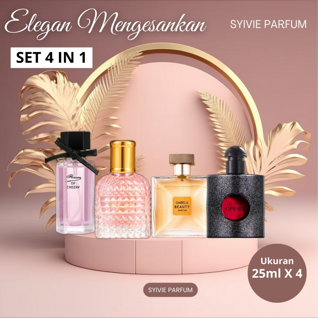 [ BISA COD ] SYIVIE EAU DE PARFUM Parfum Unisex Eksklusif Paket 4 in 1 Aroma Kayu-Floral Tahan Lama 