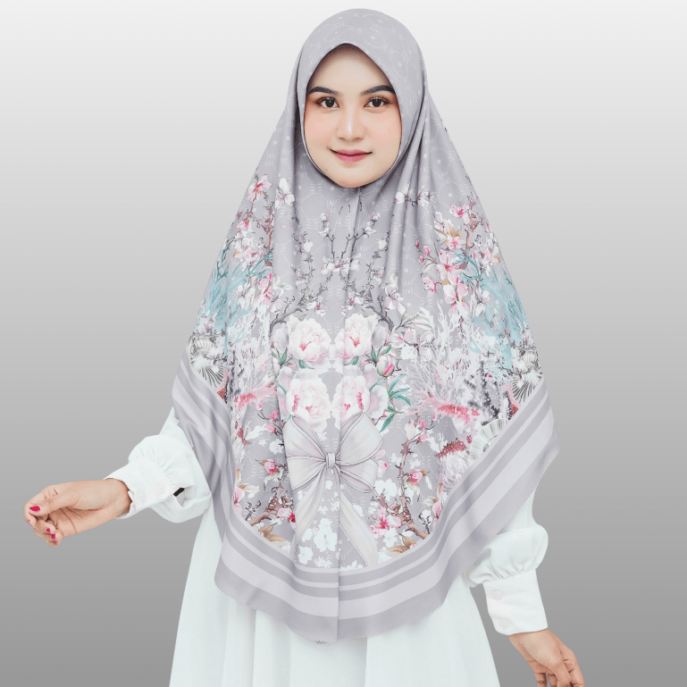 𝑴𝒂𝒓𝒛𝒊𝒂 Hijab Segiempat Motif Erina Oval Curve Elegan Mewah Voal Basic Laser Cut Khimar Jumbo Syar'i 