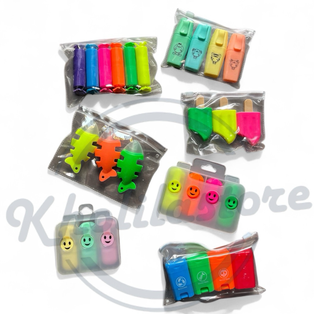 Highlighter Lucu Van Art / Set Stabillo Fancy / Stabilo Bentuk Lucu / Highlighter Warna Warni