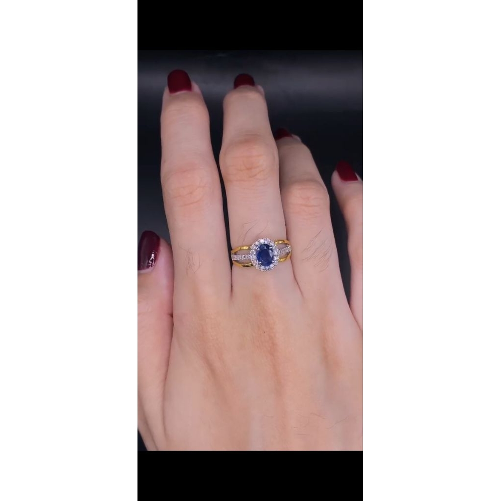 cincin berlian eropa blue safir fashion (nj151)