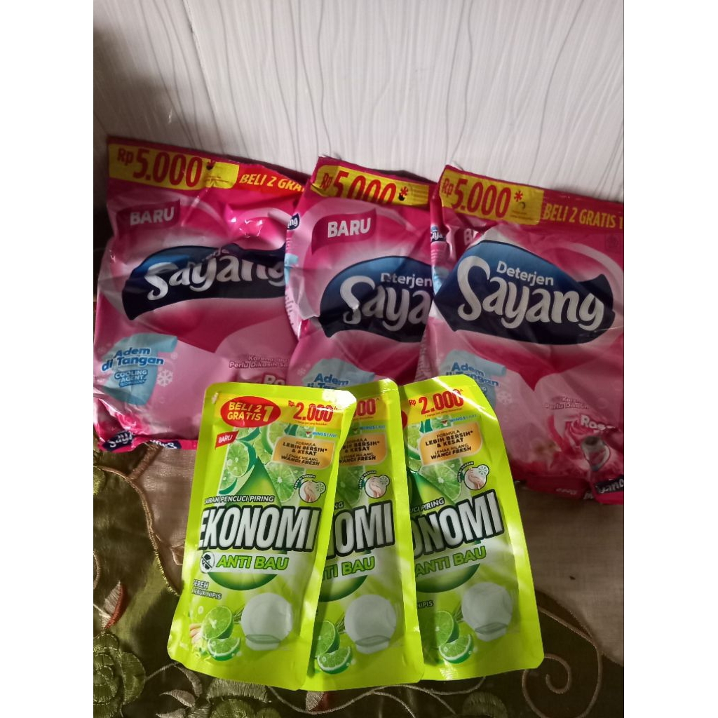 paket 6 in1 detergen sayang 3pcs dan ekonomi liquid 3pcs