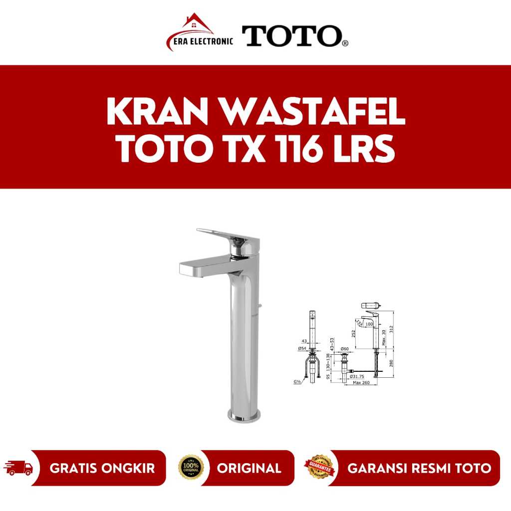 Kran Wastafel Panas Dingin TOTO TX 116 LRS / Toto TX116LRS / TX116LRSN