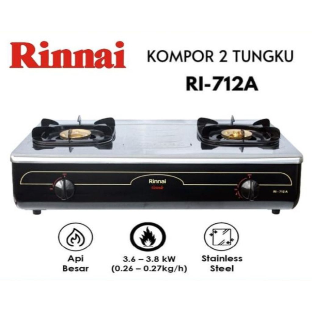 Kompor Rinnai Jumbo RI-712A | Kompor Rinnai 2 Tungku Api Besar