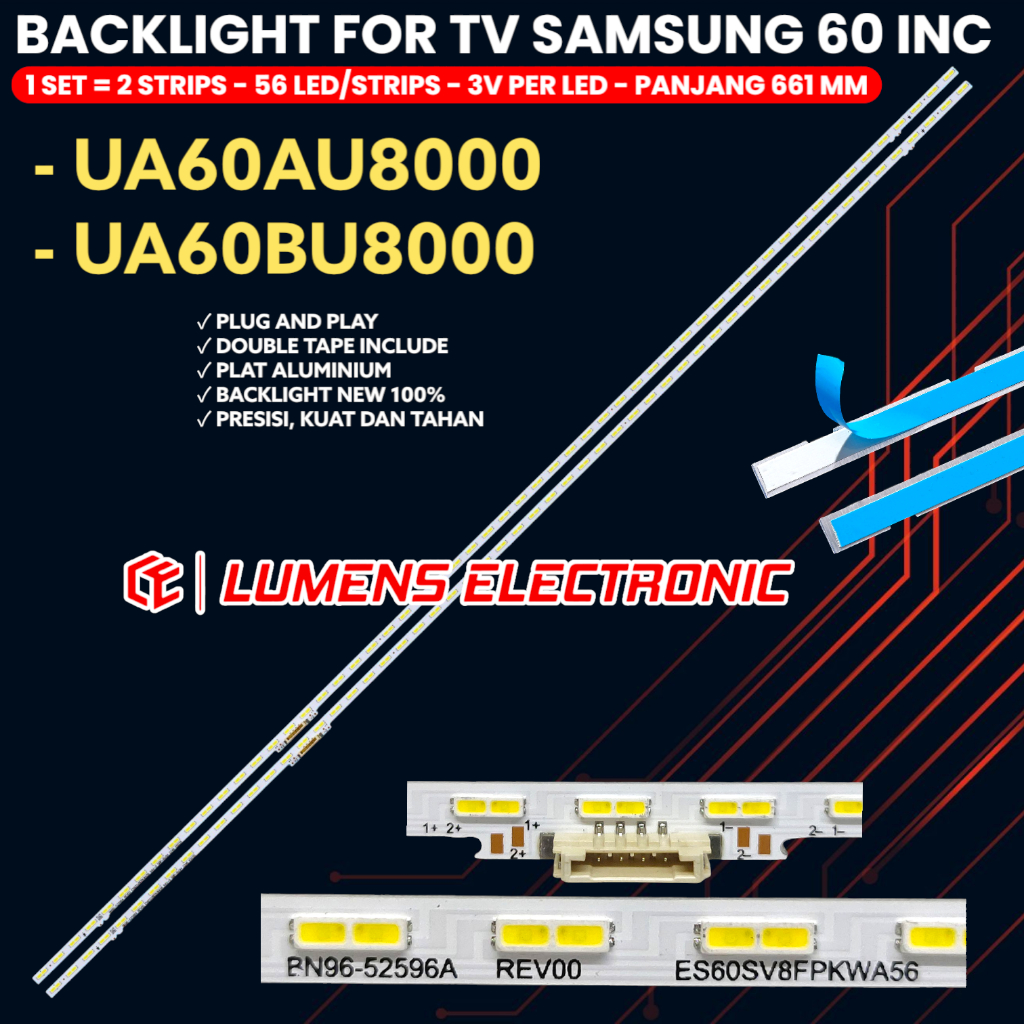 BACKLIGHT TV SAMSUNG 60 INCH 60AU8000 60BU8000 UA60AU8000 UA60BU8000 UA60AU8000K UA60BU8000K LED BL