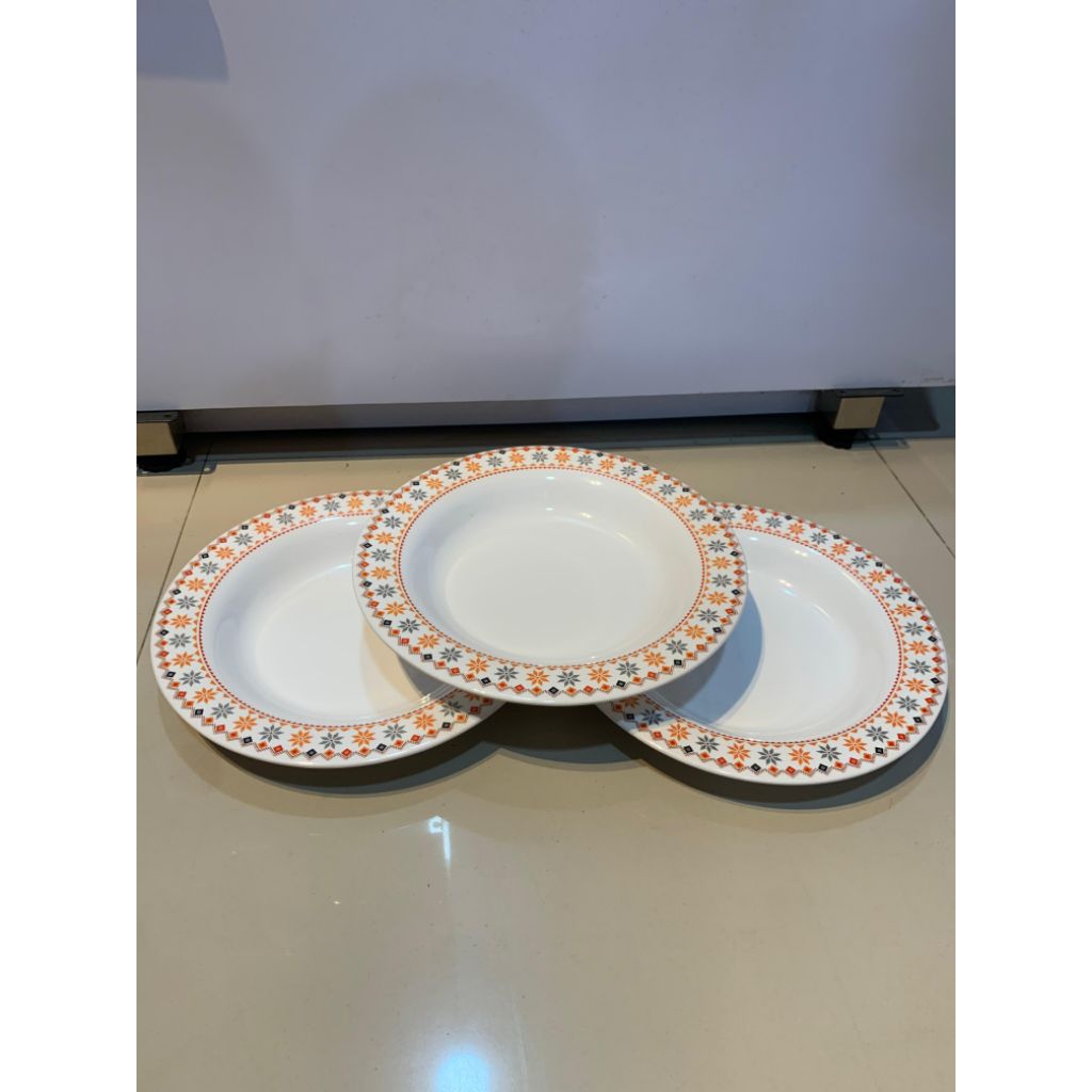 Piring Melamin Risshin / Piring Makan Motif Bunga / Piring Melamin 9 Inch 10 Inch