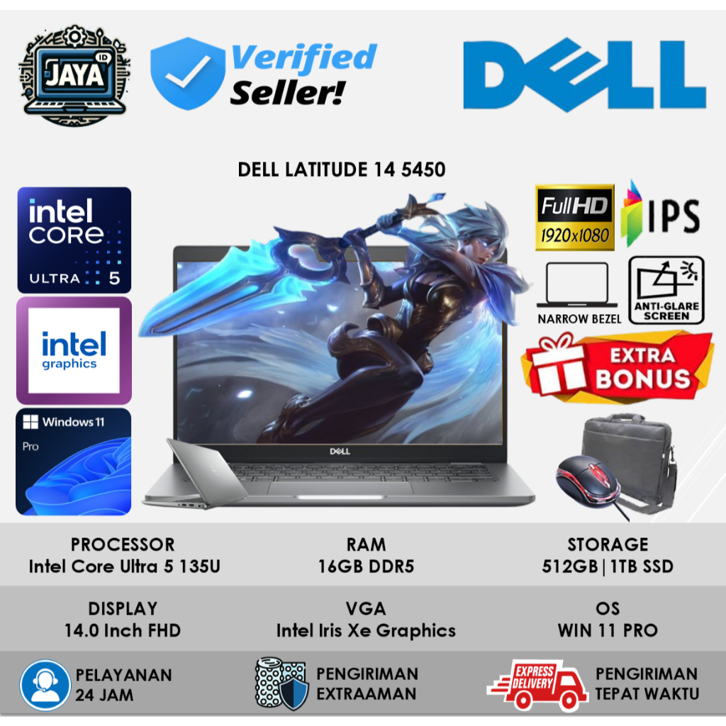 Laptop DELL LATITUDE 14 5450 Intel Core Ultra 5 135U 16GB DDR5 512GB 14 Inch Full HD IPS