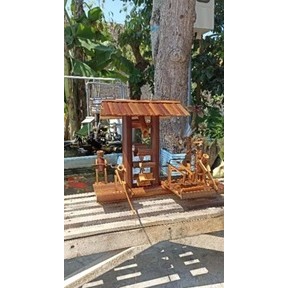 Mesakat  kincir air bambu hiasan kolam 2 nada ikan koi hias restoran healing hiburan suara alam desa