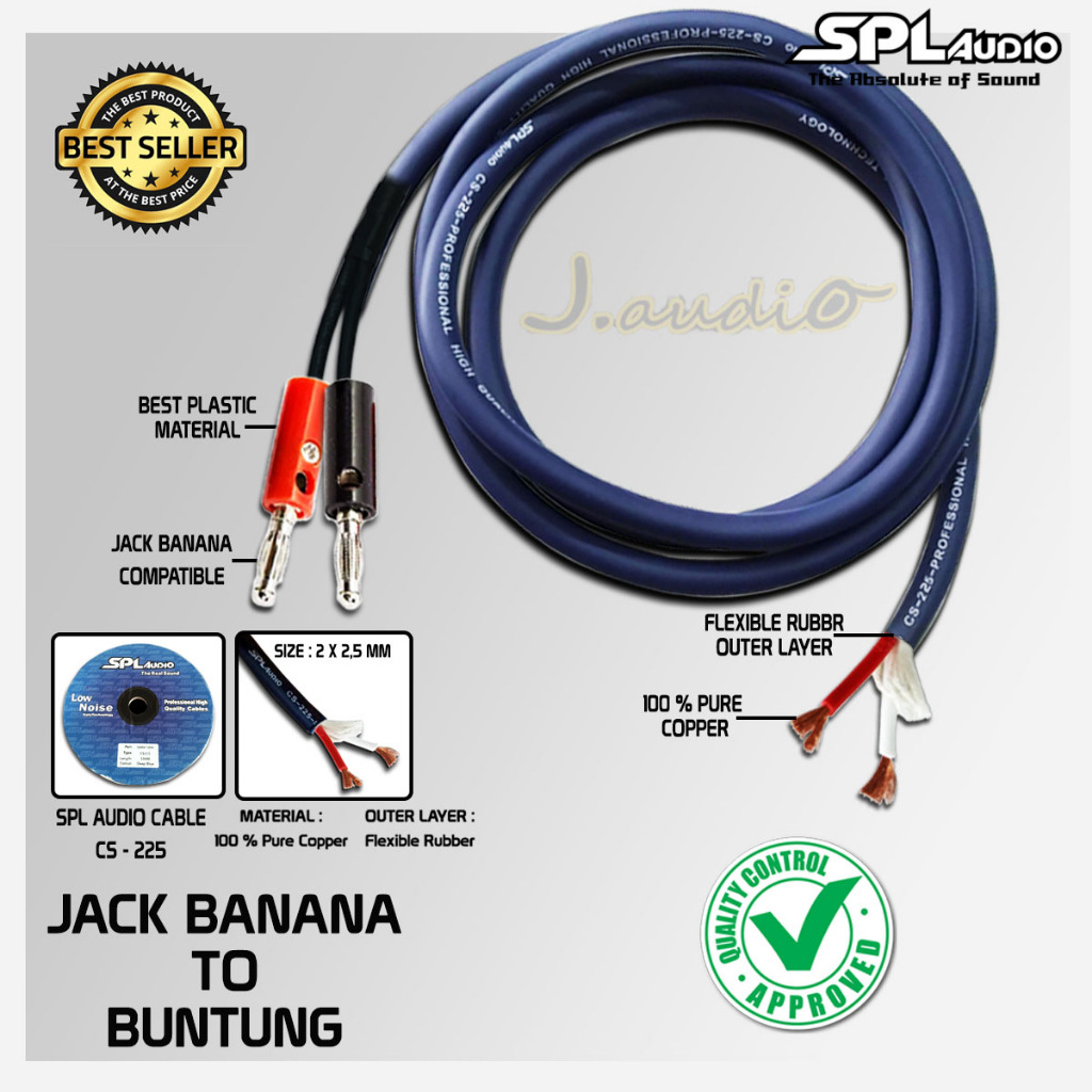 SPL AUDIO CS-225 - Kabel audio / kabel speaker terbaik 2x Jack BANANA to BUNTUNG - JUAN AUDIO