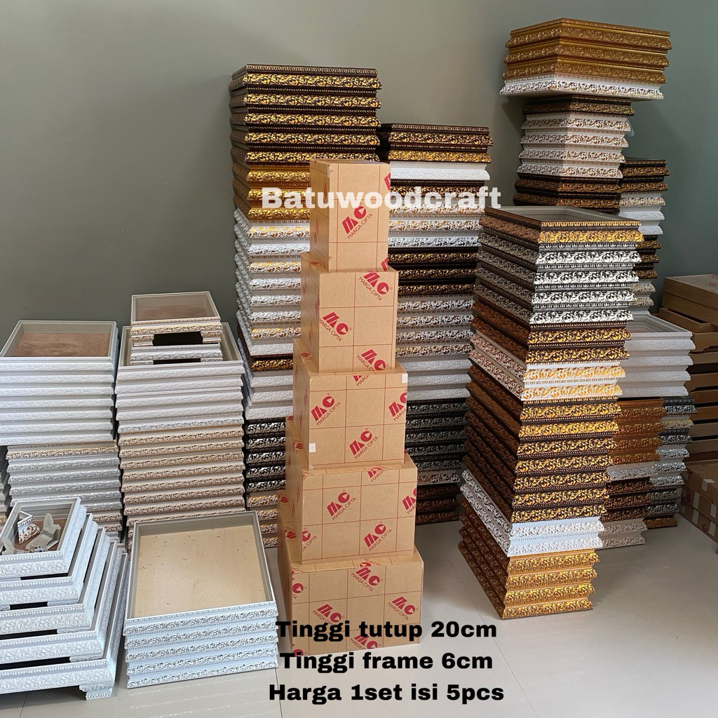 Kotak Hantaran Pernikahan 6cm Hantaran Frame Fiber Plus Tutup Akrilik Tinggi 20cm Harga 1Set Isi 5pc