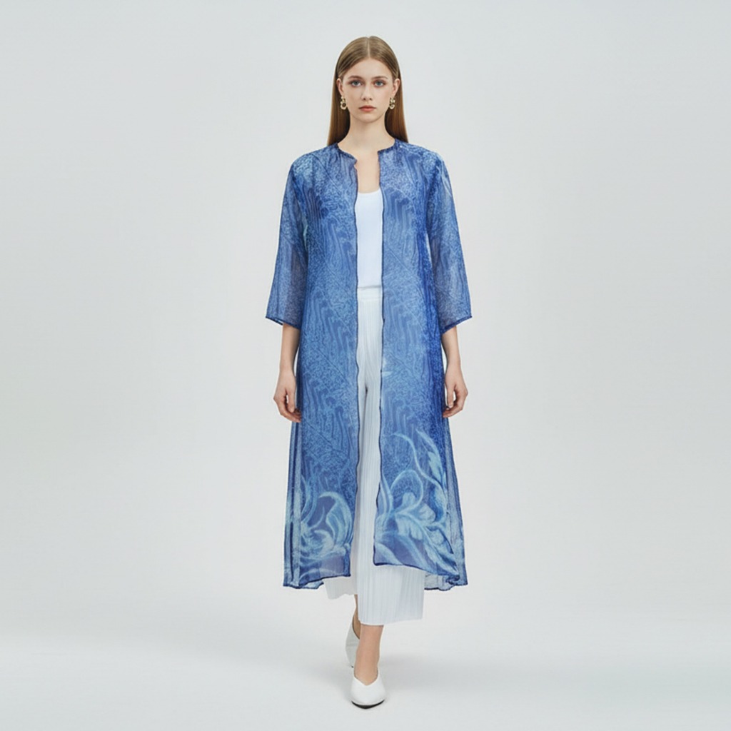 long outer blezer batik modern abstrak kontemporer model terbaru