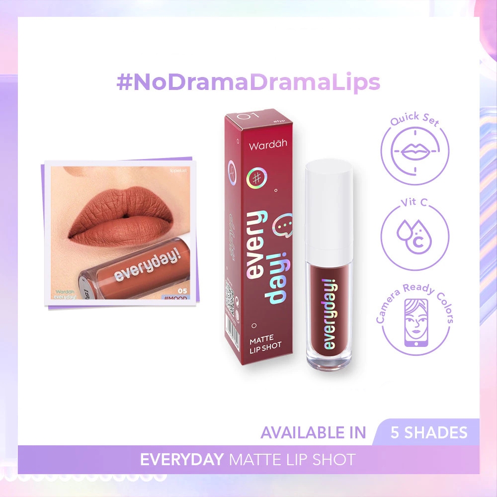 Wardah Everyday Matte Lip Shot - Makeup Lipstik Cair Wardah Tahan Lama Ombre