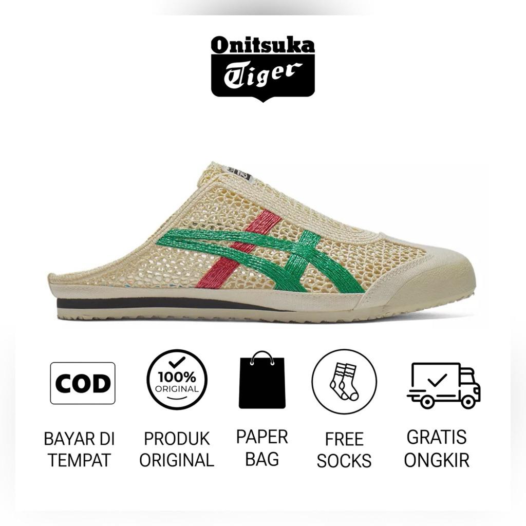 Sepatu Onitsuka Tiger Mexico 66 Sabot Brich Green Original / Sepatu Wanita / Sandal Wanita / Sneaker