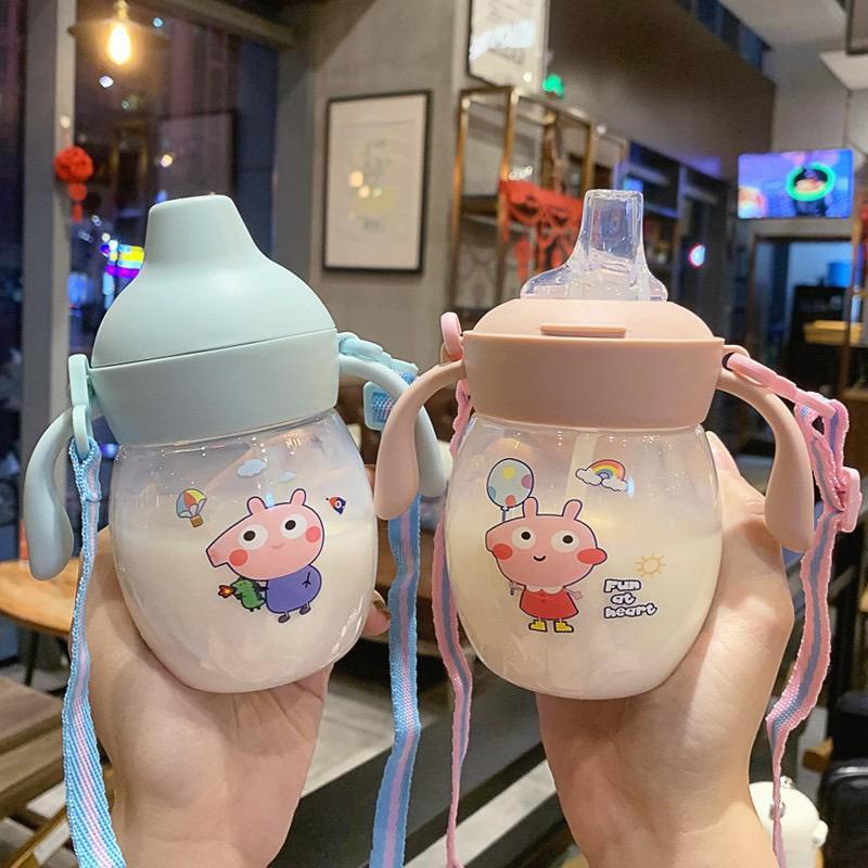 QLS Botol Air Minum Bayi Bebear Lucu Bayi DOT 280ML Baby Kettle Desain Duck Beak Pegangan Putar BPA-