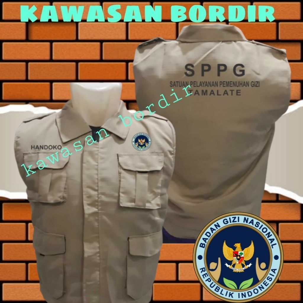 Terbaru rompi badan gizi nasional rompi BGN rompi SPPG vest bgn vest SPPG full bordir..