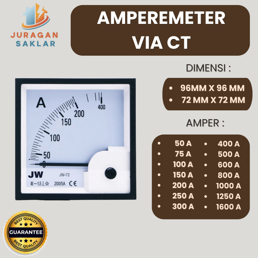GOOD QUALITY Ampere Meter 96 x 96 VIA CT Analog Panel Ampermeter AMPEREMETER 50A 75A 100A 200A 250A 