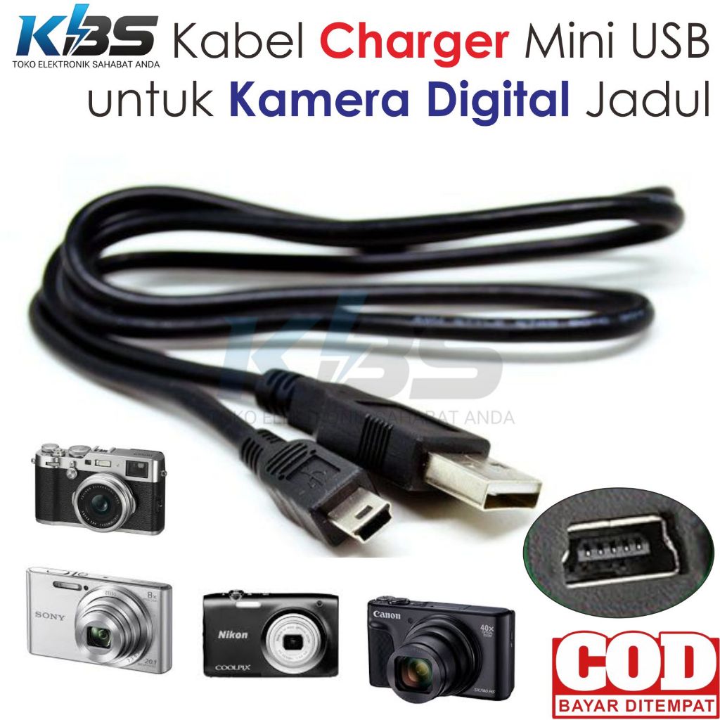 Kabel Charger Mini USB Buat Carger Kamera Digital Lawas Lama Camera Poket Jadul Cable Casan Ces