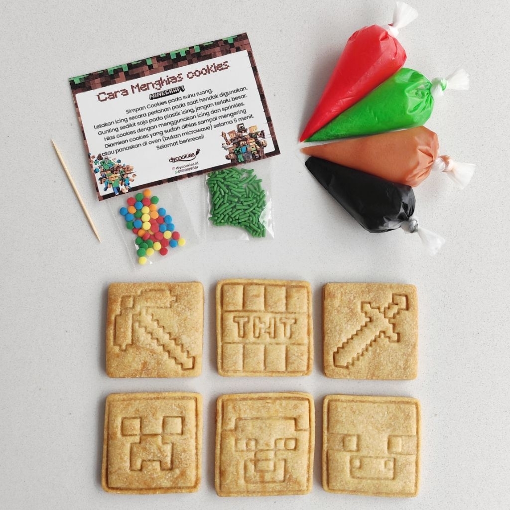 Minecraft DIY Cookies | Menghias cookies | Dekorasi Cookies | Cookies Minecraft | Cake Minecraft | H