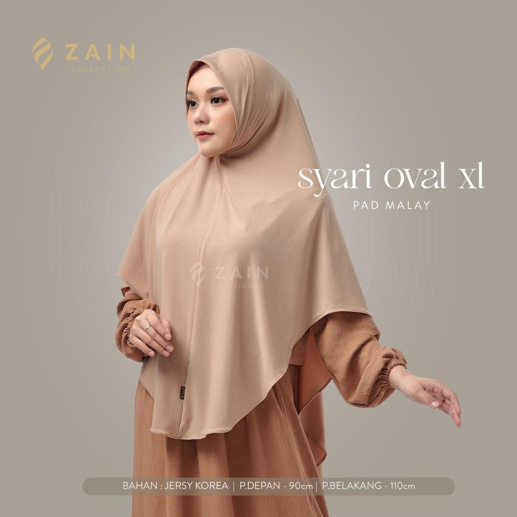 Zain Hijab Syar'i Oval XL Kerudung Bergo Malay / Jilbab Syari Jumbo Non Pet By ZAIN