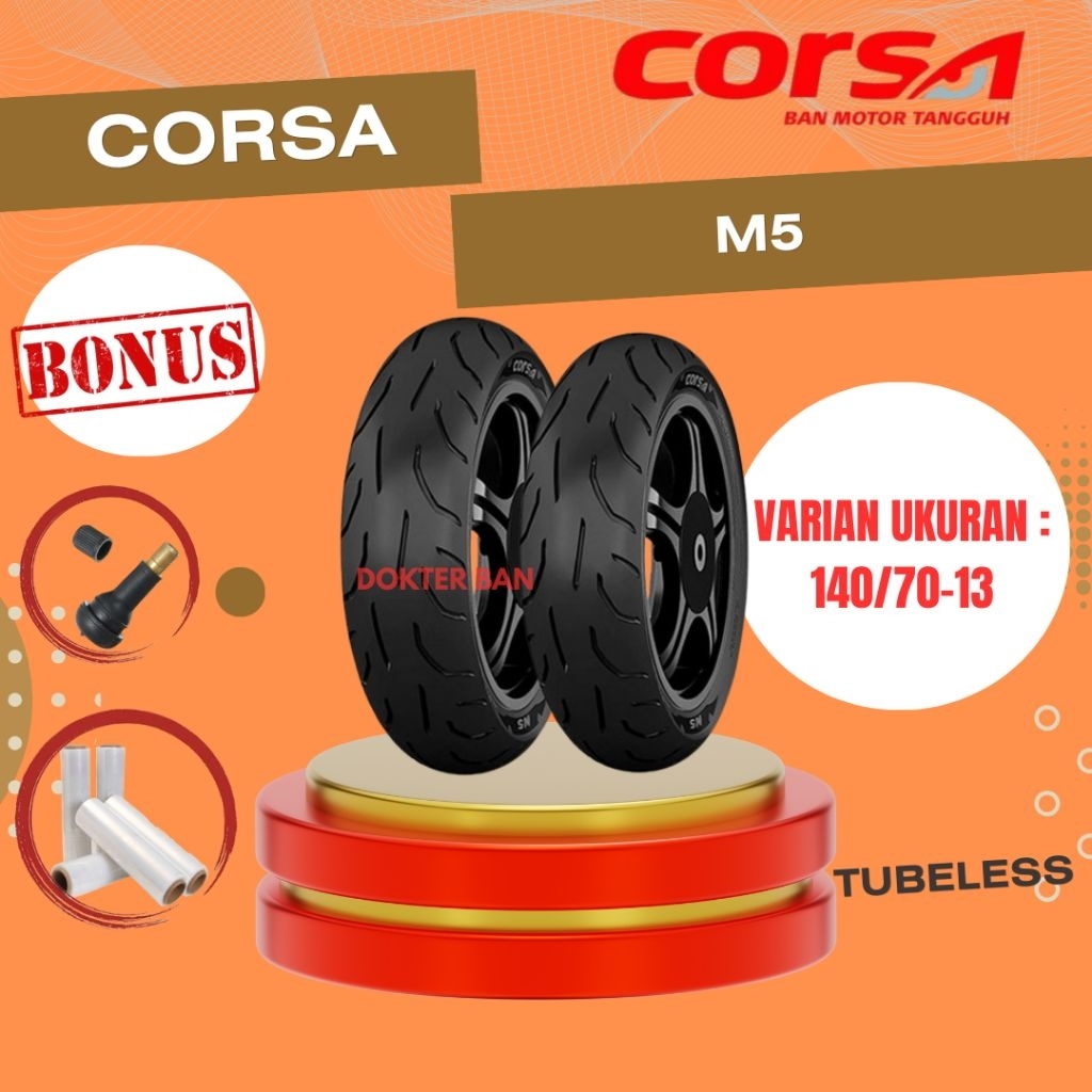 (FREE PENTIL) CORSA M5 TUBELESS RING 14 140/70-13