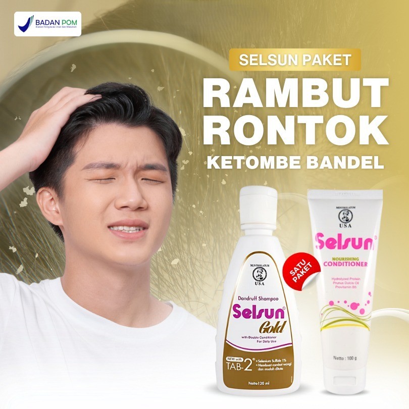 (ORIGINAL) Paket Selsun Gold + Conditioner | Shampoo Anti Ketombe, Psoriasis & Dermatitis Seboroik