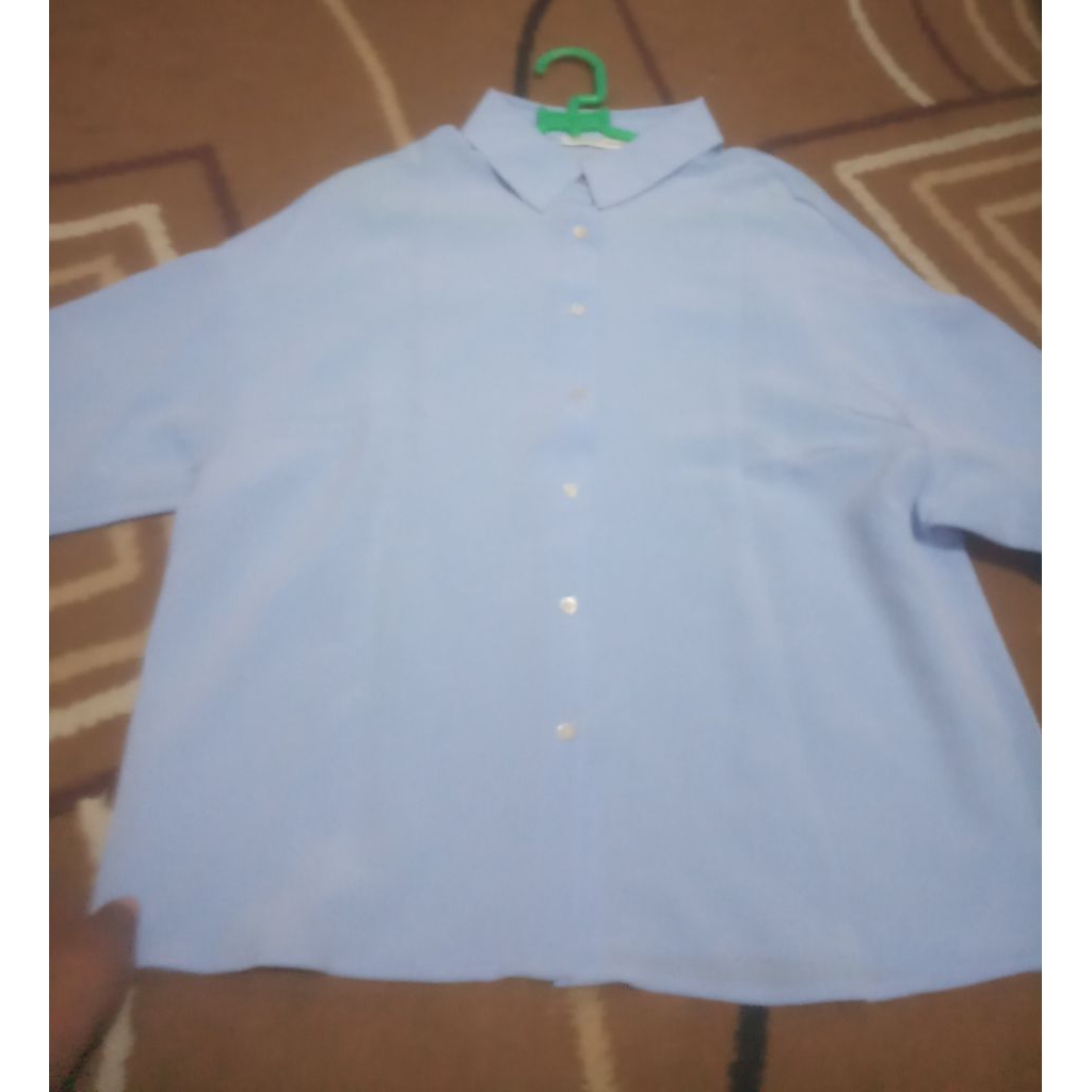 New Kemeja Over Size Biru Laut