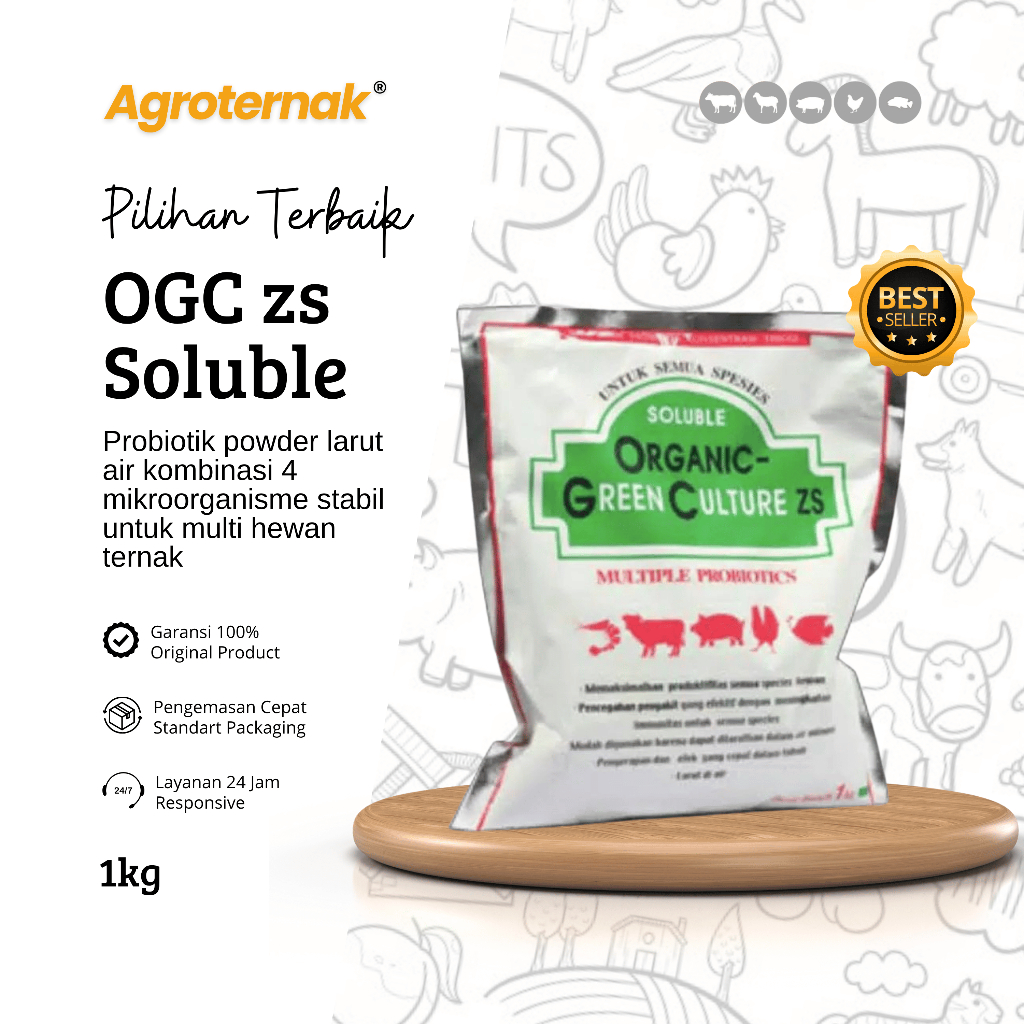 OGC Organic Green Culture Probiotik Powder Larut Air Hewan Ternak Sapi Kambing Ayam & Ikan