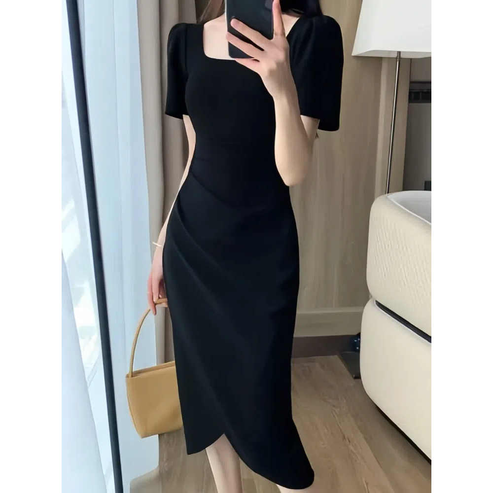 EMITA BLOOM baju long dress hitam wanita kekinian party dress elegant black dress kondangan korean s