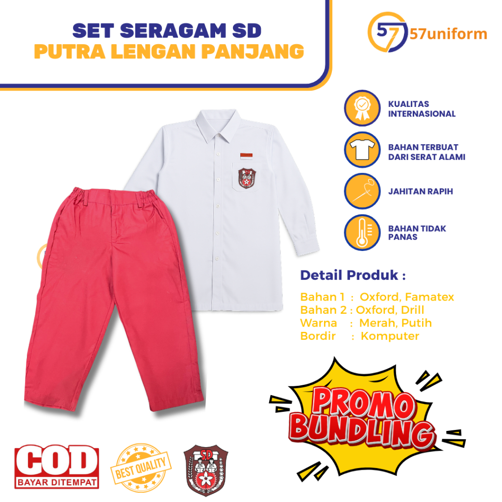 SET SERAGAM SD | 1 SET SERAGAM SD PUTRA | SET SERAGAM SD PUTRA MURAH