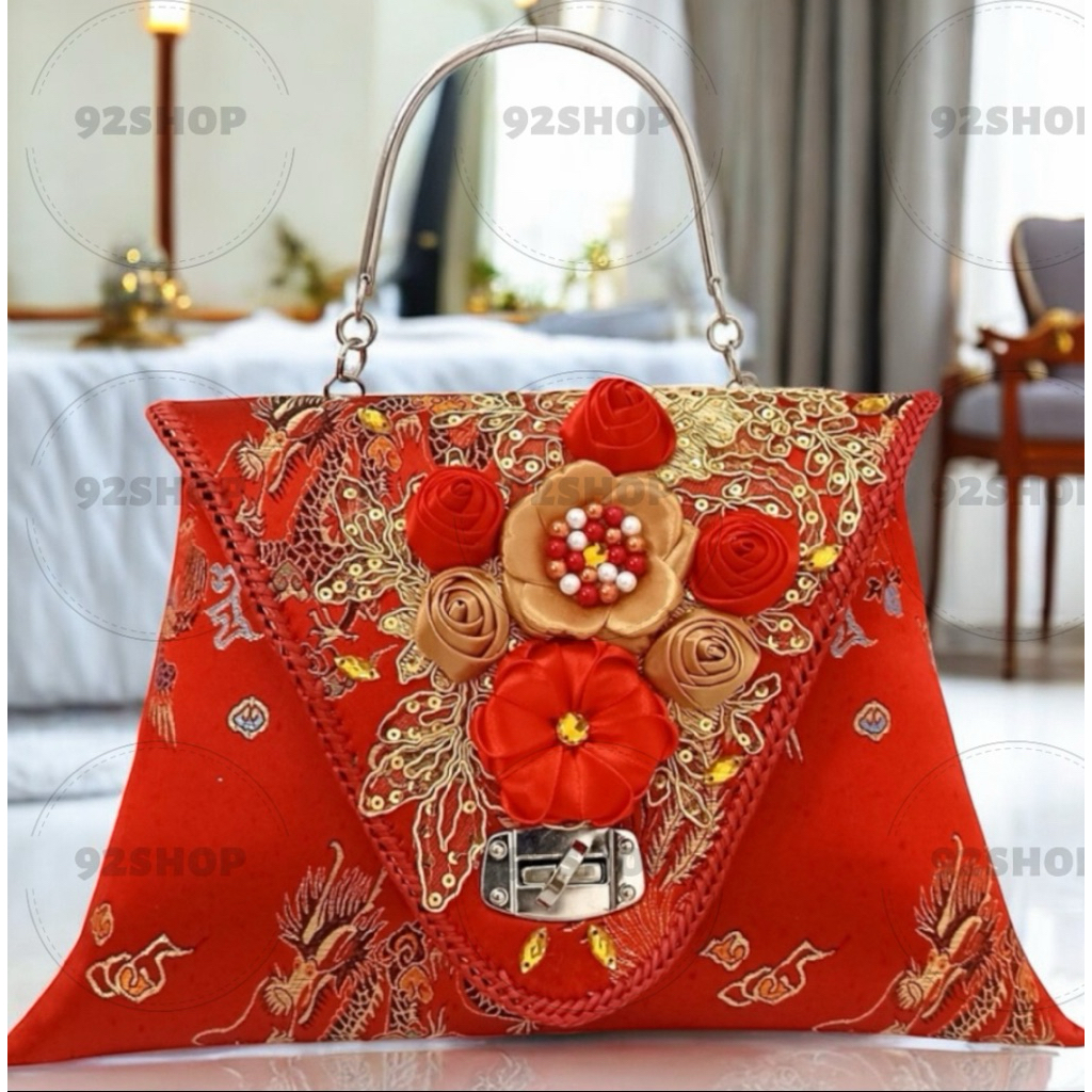Tas clutch SG cheongsam bordiran naga | tas wanita motif dragon cheongsam