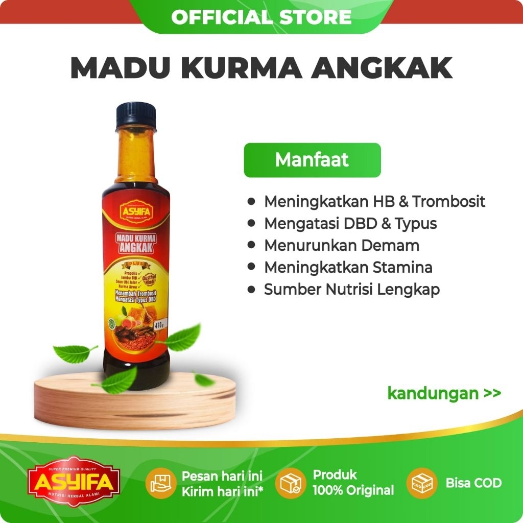 Madu Kurma Angkak Asyifa untuk DBD, trombosit, Typus