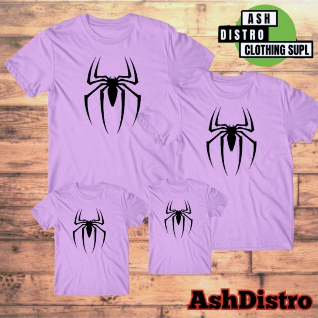 Kaos distro couple keluarga motif spiderman / baju kapel family ayah ibu anak logo superhero