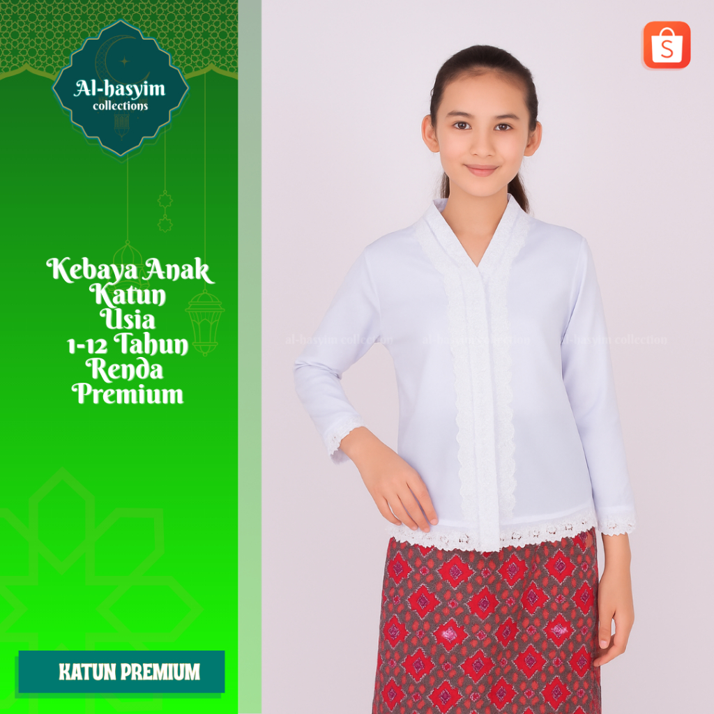 Kebaya Putih Anak Perempuan 1-12 Tahun TK PAUD MI SD SMP / Baju Sekolah Adat Sunda Terbaru