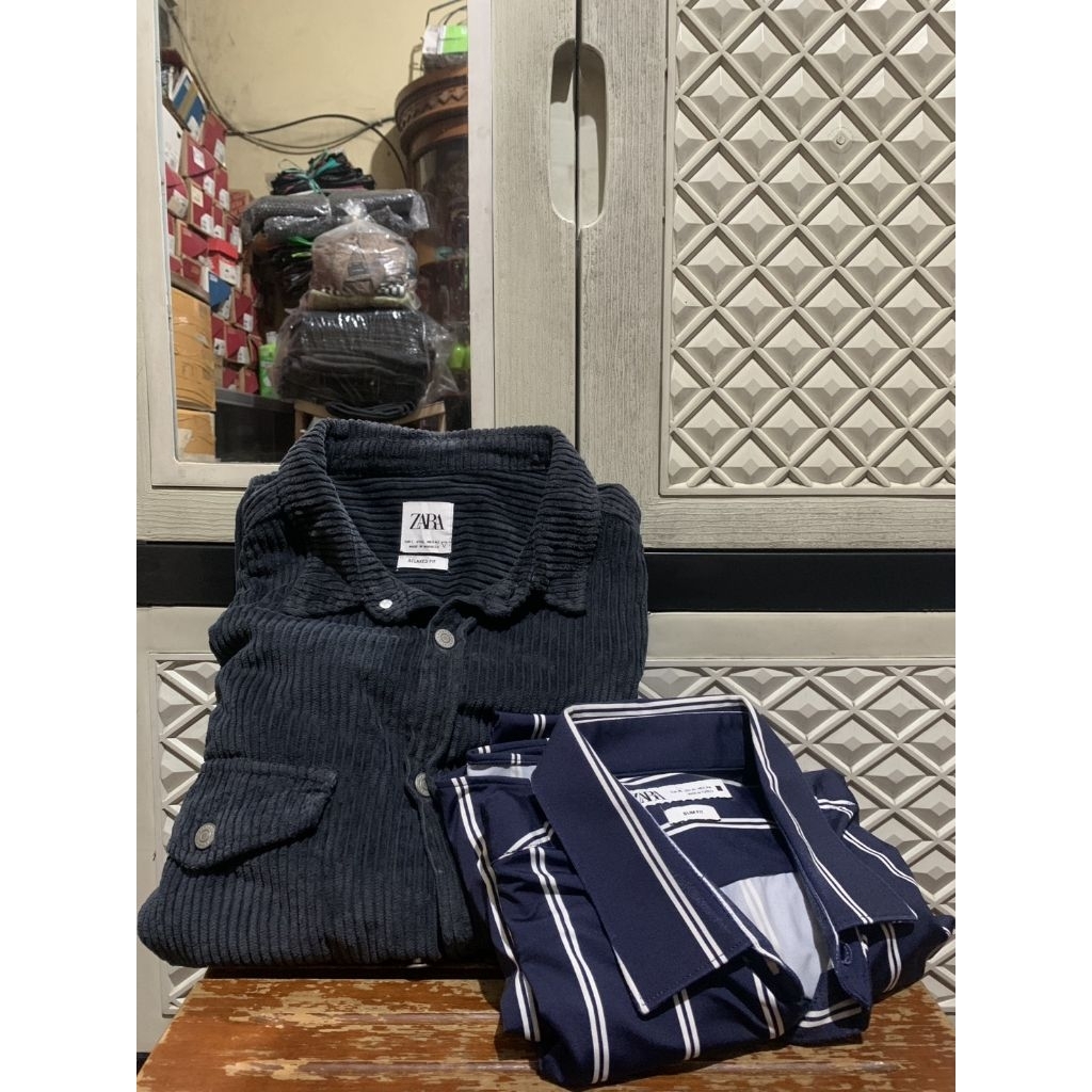 ORIGINAL OVERSHIRT CORDUROY ZARA KEMEJA TENCEL TANGAN PANJANG COMFORT STRIPE STRETCH