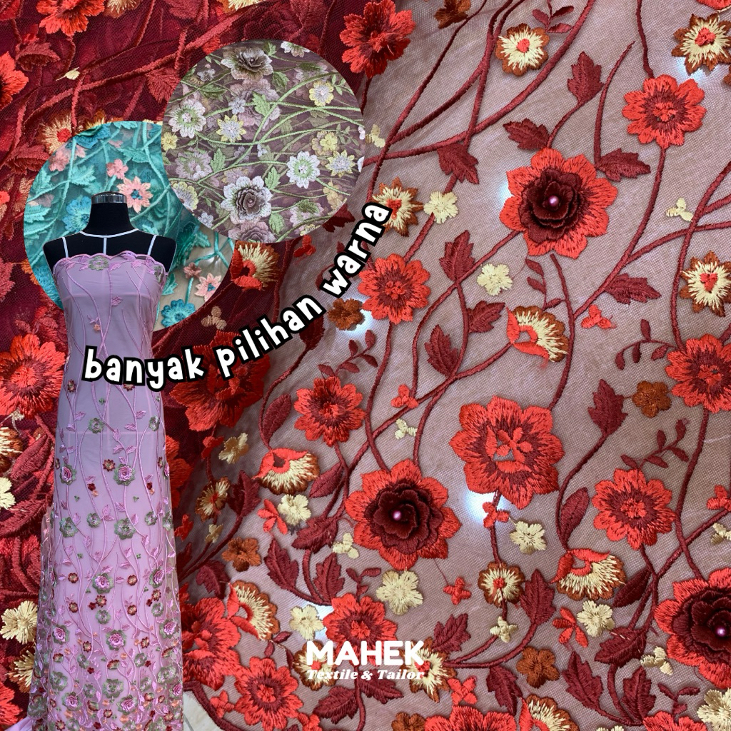 Tile Garden Valentini / Tile Bunga Timbul 3D / Tile Garden 3d / Tille / Tulle / Brokat Garden Timbul