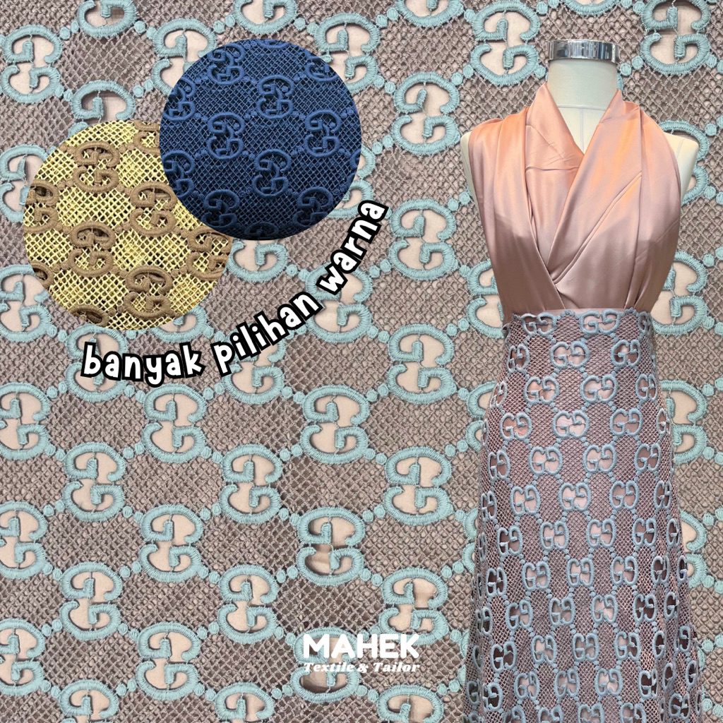 kain tile motif G / tile bordir motif G / bordiran tebal,halus / harga per 0.5M