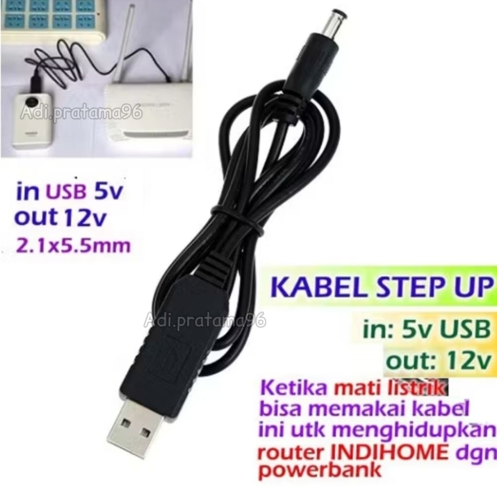Usb 5v To 12v Converter Step Up Power Line Boost Step Up Dc 12v Jack 5.5x2.1MM - Kabel Step Up Usb 5