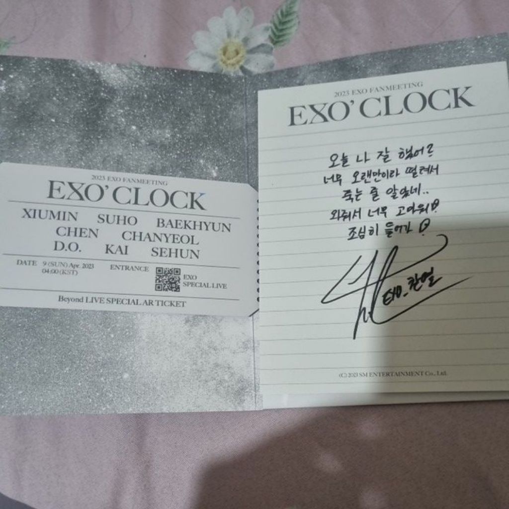 exo clock fanmeeting chanyeol grreting dan AR Ticket