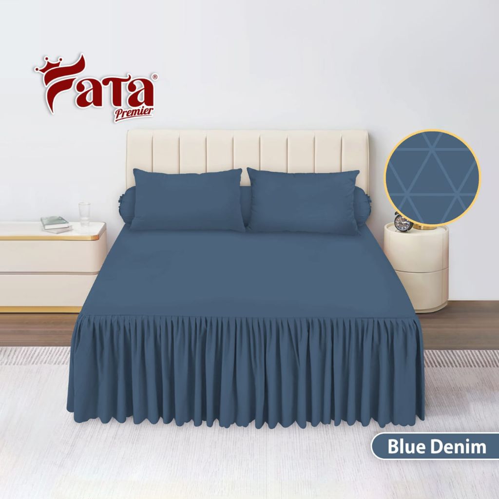 FATA - Sprei Rumbai Polos Blue Denim Ukuran Single 120x200