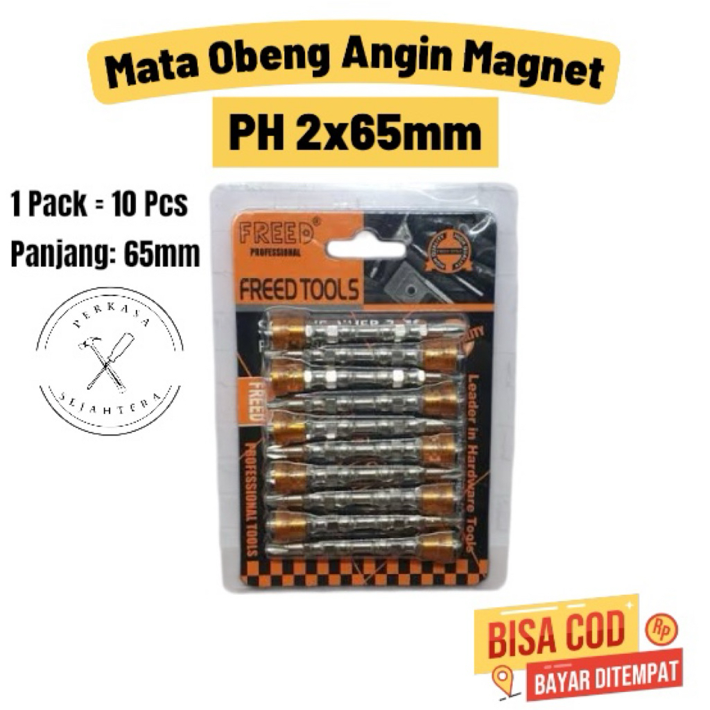 Paket 5 Pcs Mata Obeng Angin PH2 x 65mm Freed / Mata Bor Obeng Gipsum Magnet