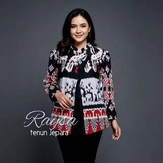 blazer wanita blazer tenun Jepara atasan tenun outer tenun blazer kantor blazer elegant couple blaze