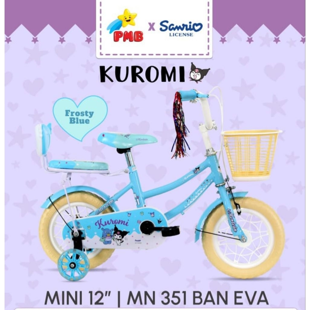 Sepeda Anak ERMINIO 12" ban Eva dan sepeda mini kuromi 12inch ban pompa