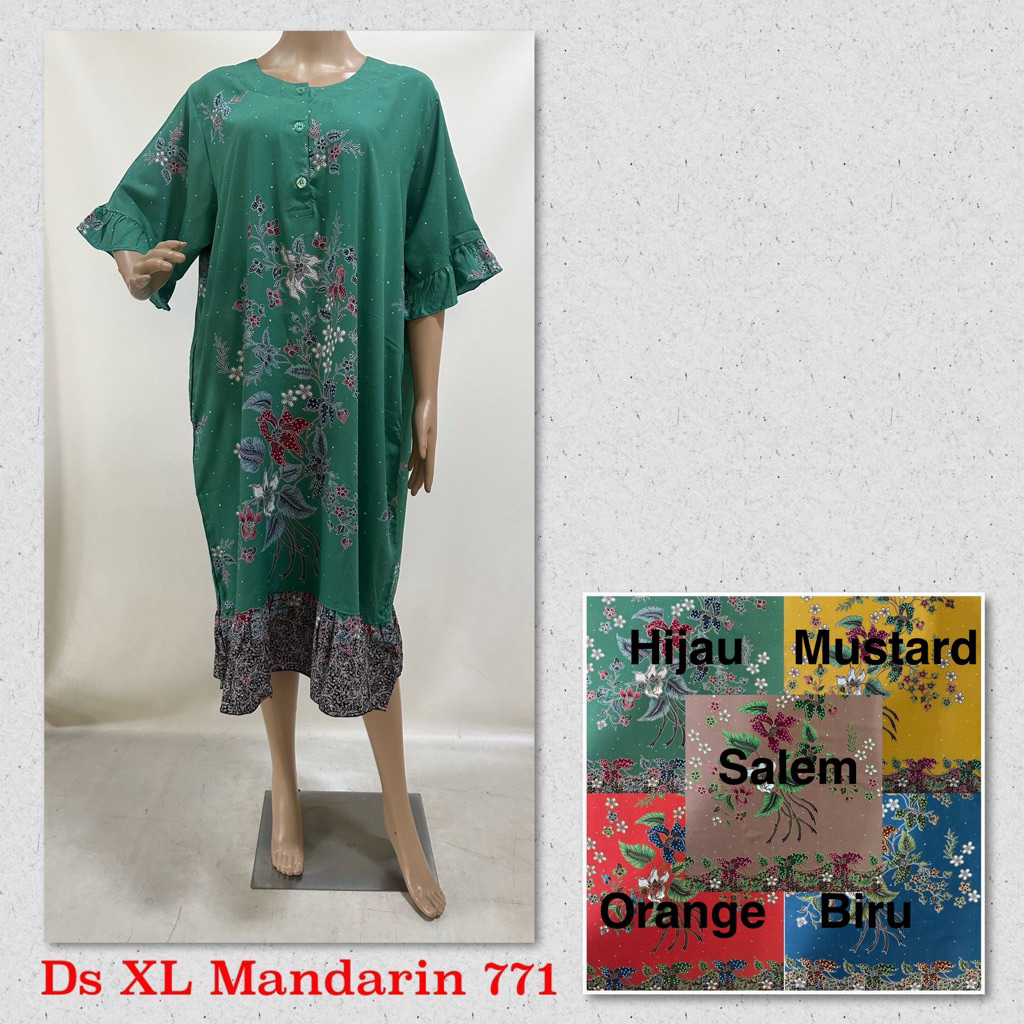 Daster Mandarin Batik Unggul Jaya Sekar Mekar XL Jumbo LD 140