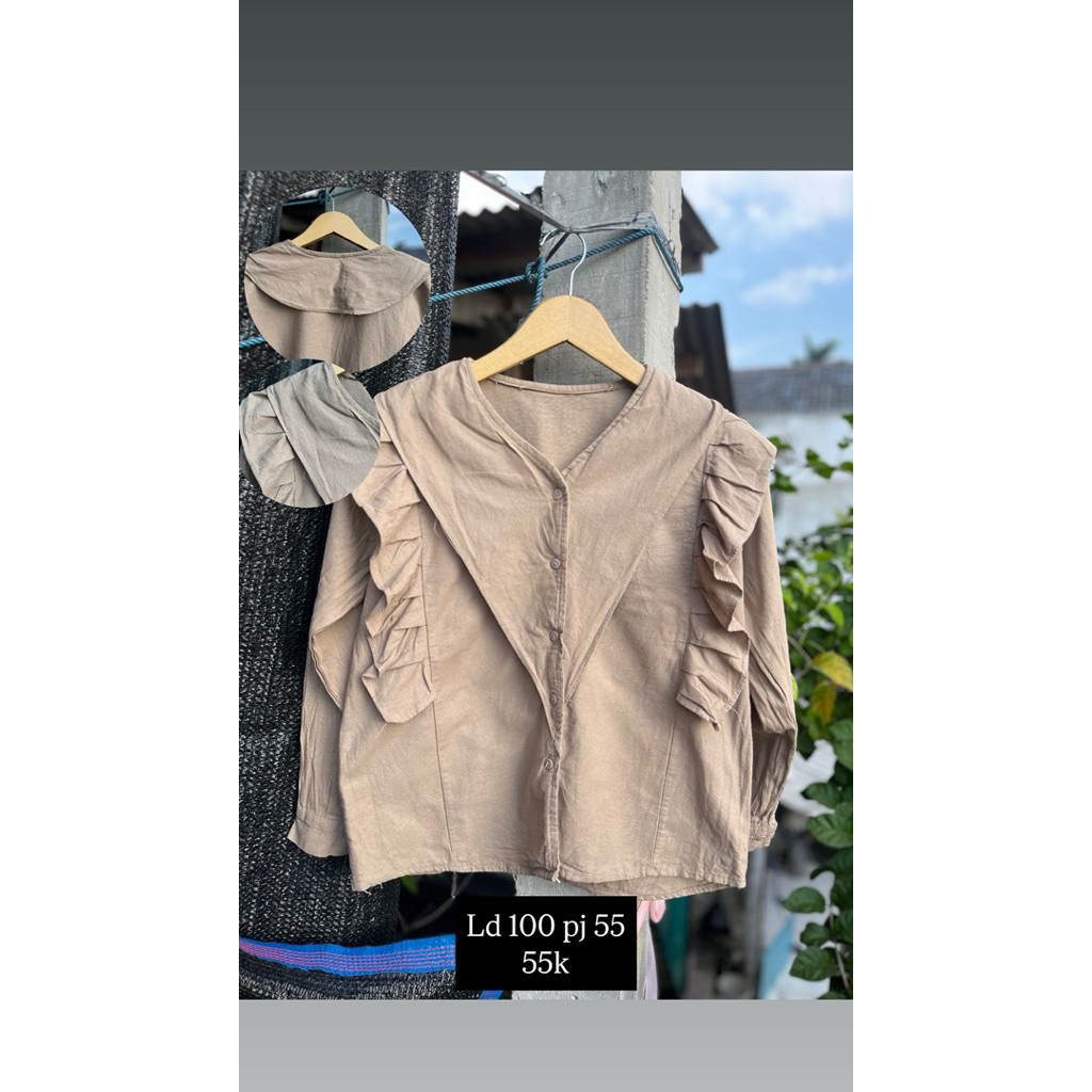 blouse coklat muda ruffle