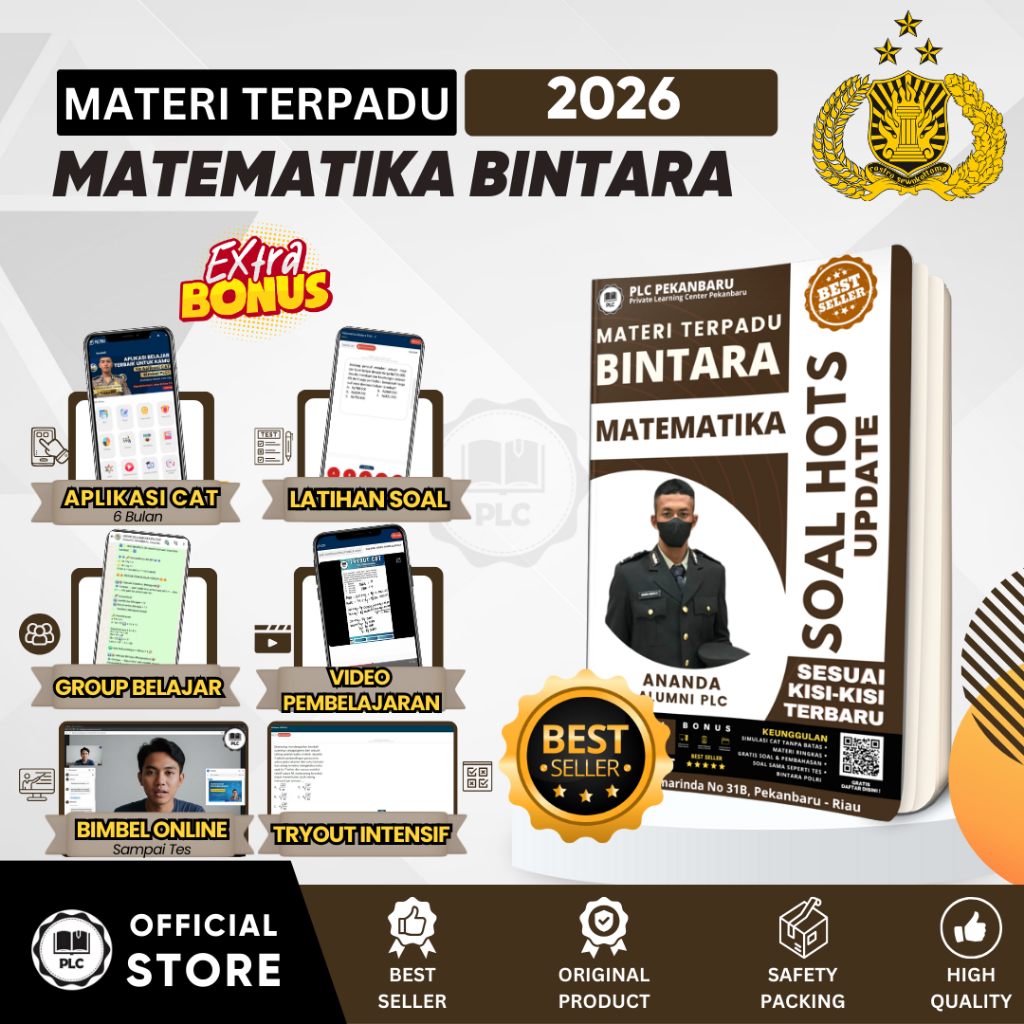 PLC - Buku Materi & Bank Soal HOTS Matematika Persiapan Tes Masuk Bintara POLRI 2026
